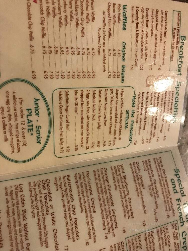 Log Cabin Pancake House - Gatlinburg, TN menu_pic