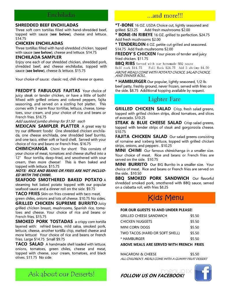 Freddy's Mexican & More - Hatley, WI menu_pic