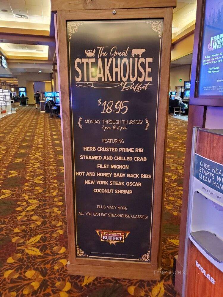 Online Menu of Jackson Rancheria Buffet, Jackson, CA