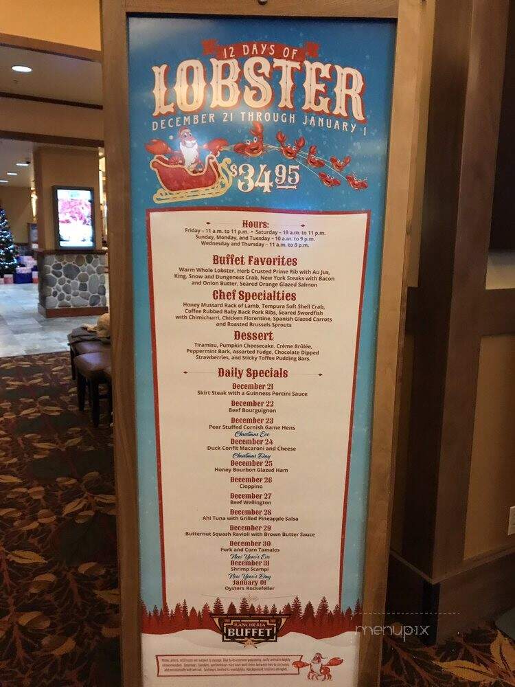 Online Menu of Jackson Rancheria Buffet, Jackson, CA