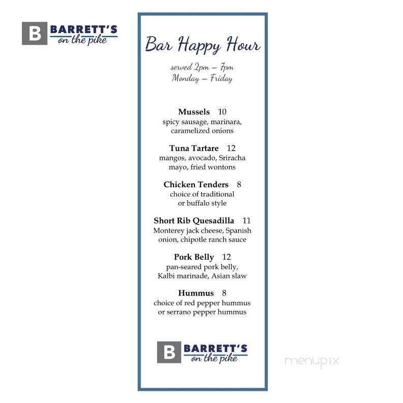 Barrett's On The Pike - Bel Air, MD menu_pic