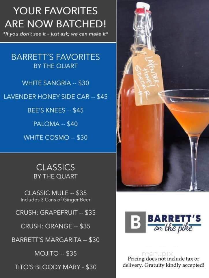 Barrett's On The Pike - Bel Air, MD menu_pic