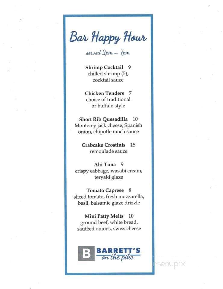 Barrett's On The Pike - Bel Air, MD menu_pic