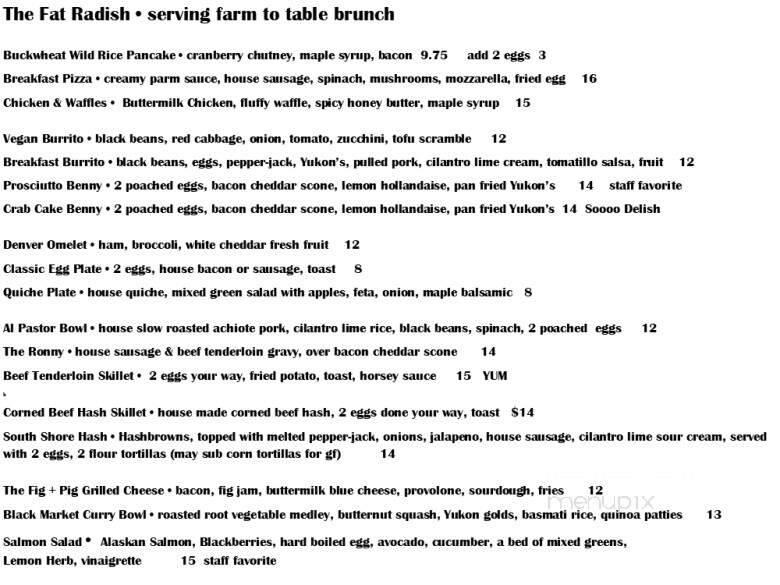 Fat Radish - Cornucopia, WI menu_pic