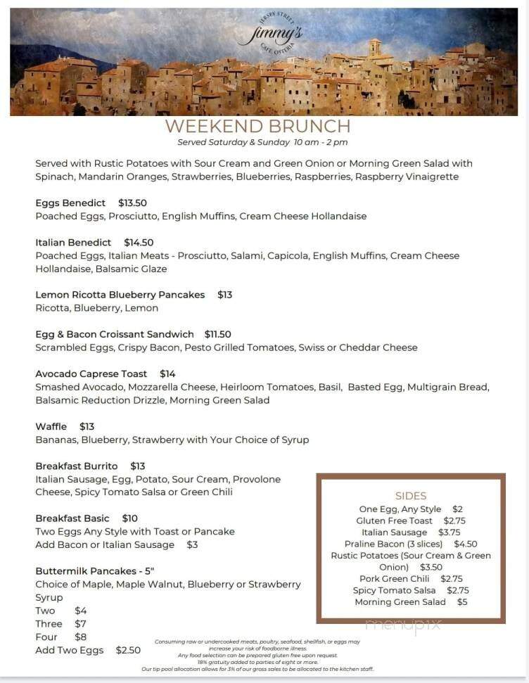 Jimmy's Jersey Street Cafe - Denver, CO menu_pic