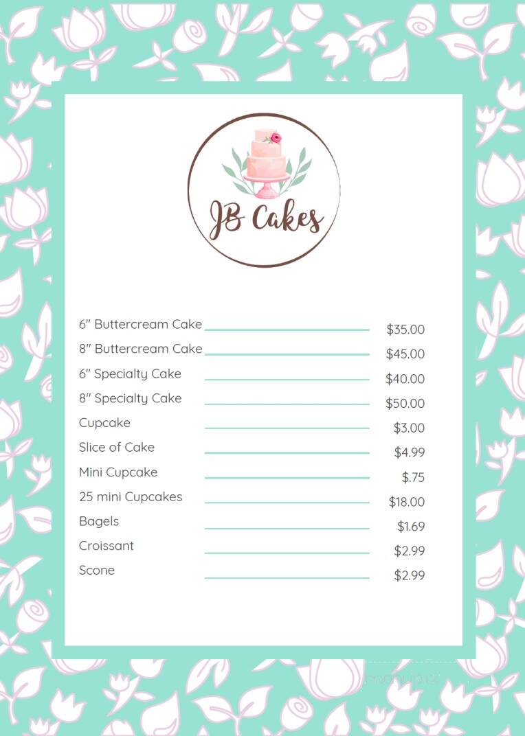 JB Cakes Bakery Bistro - Rhoadesville, VA menu_pic
