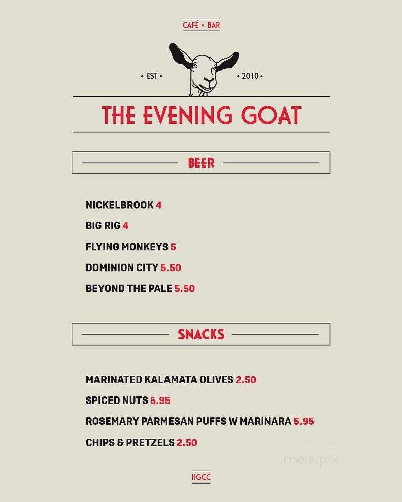 Happy Goat Coffee - Ottawa, ON menu_pic