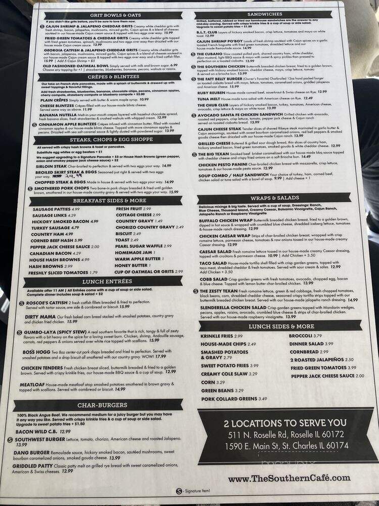 The Southern Cafe - St. Charles, IL menu_pic