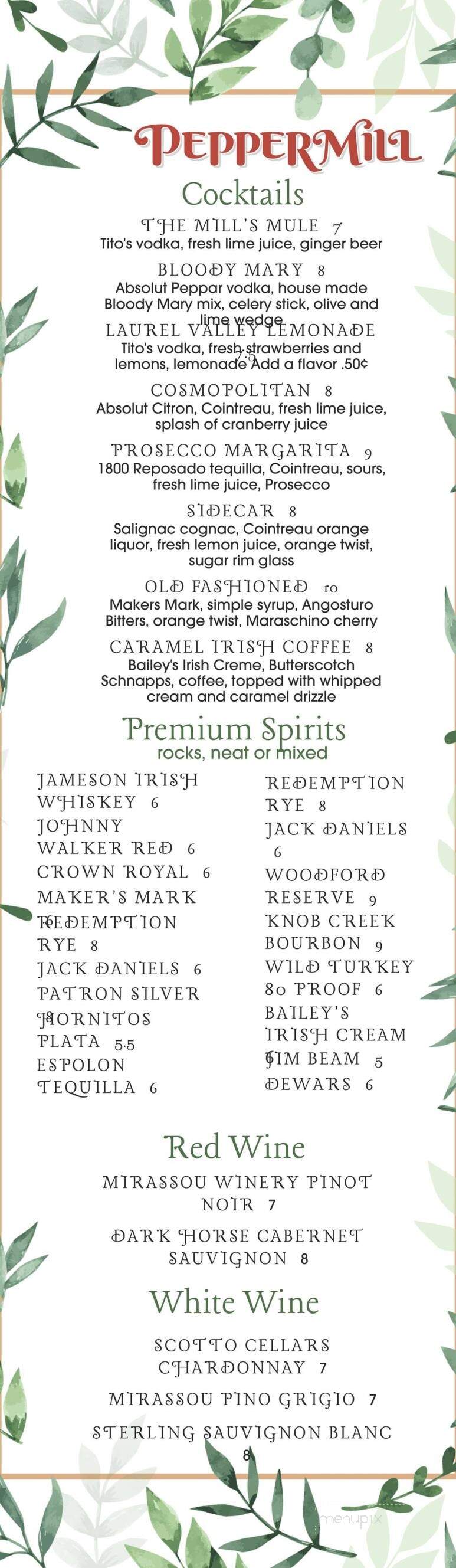 Peppermill - Irwin, PA menu_pic