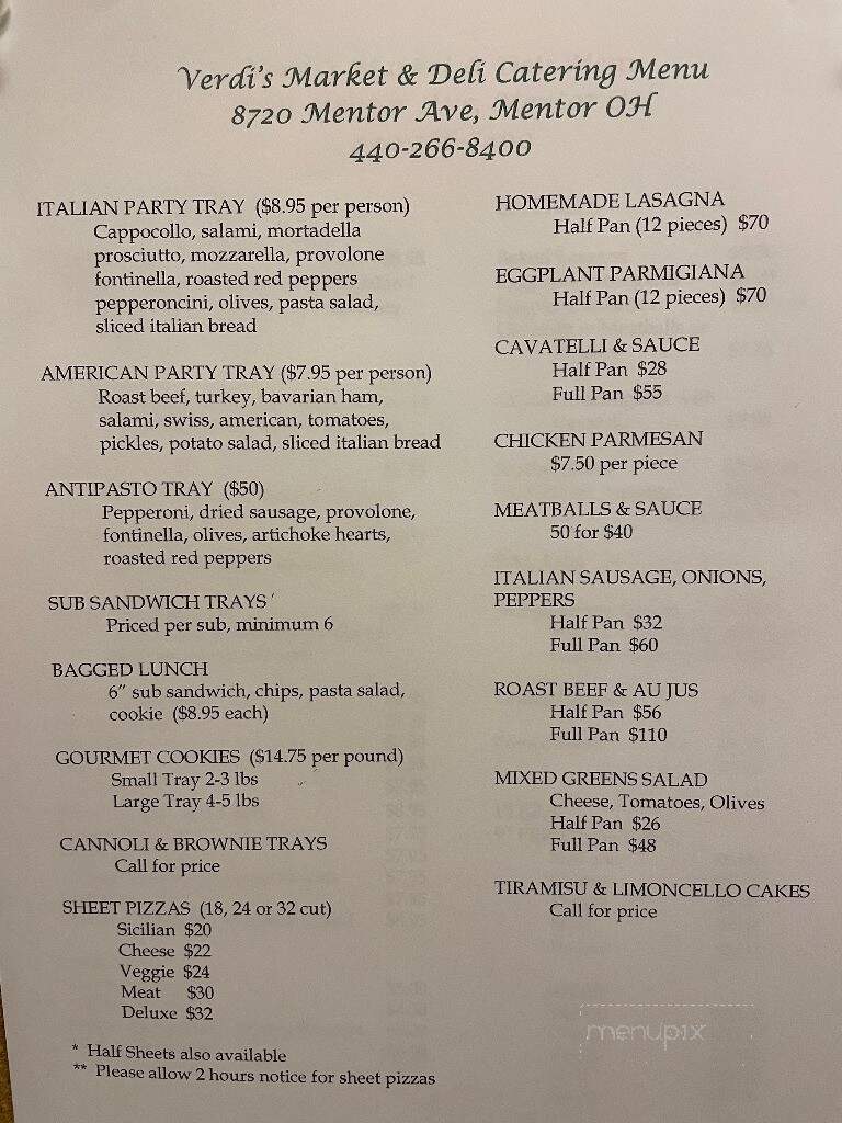 Verdi's - Mentor, OH menu_pic