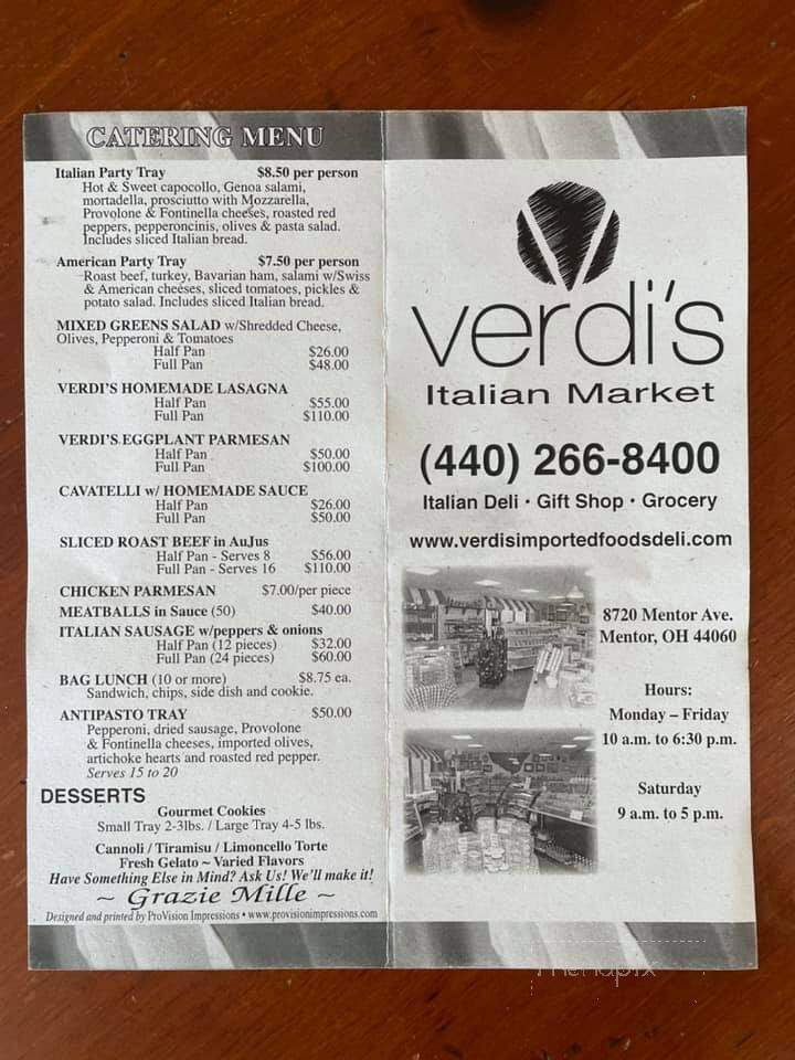 Verdi's - Mentor, OH menu_pic
