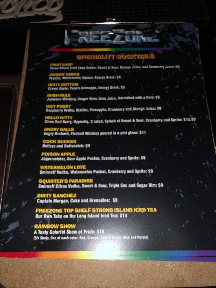 Freezone - Las Vegas, NV menu_pic