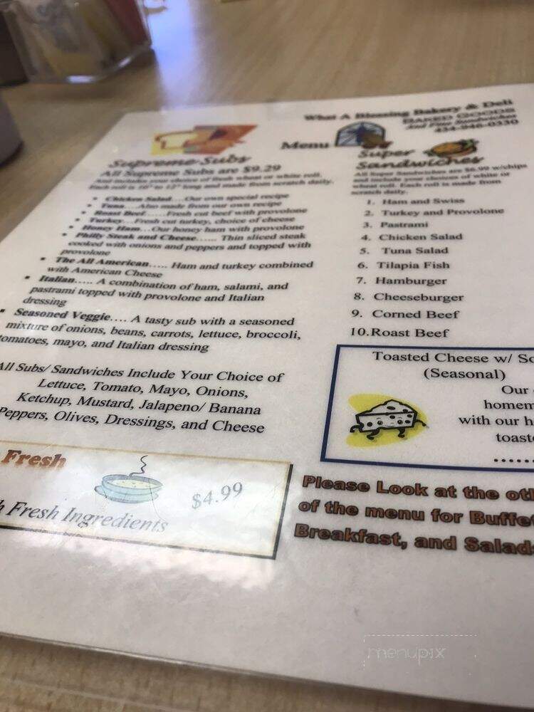 What A Blessing Bakery - Amherst, VA menu_pic