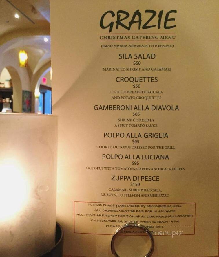 Grazie Ristorante - Vaughan, ON menu_pic
