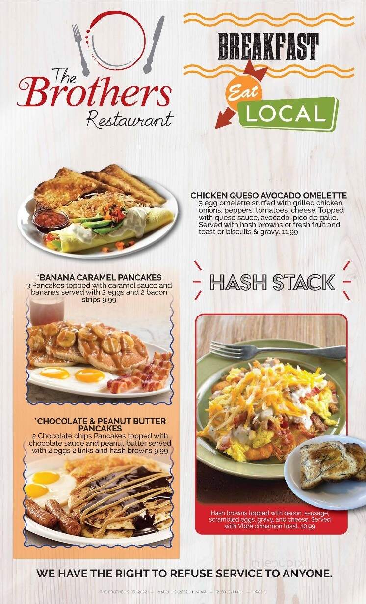 Brothers Family Restaurant - Rapids City, IL menu_pic