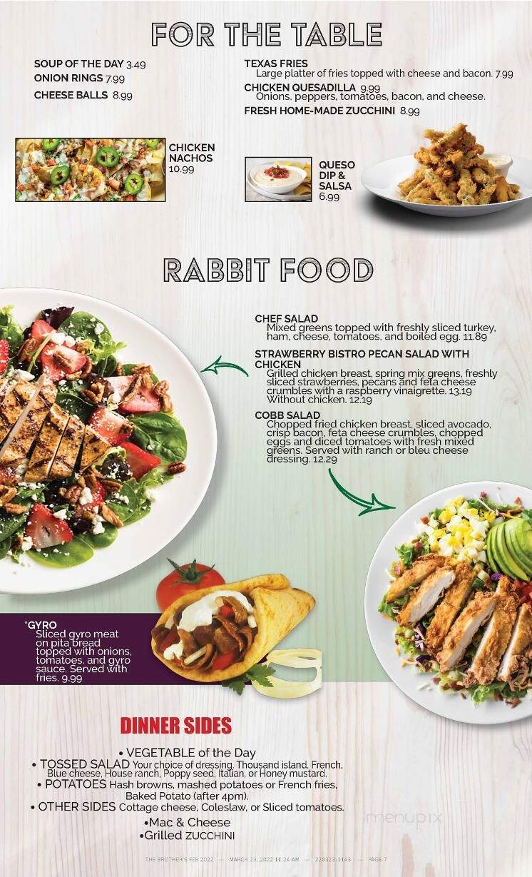 Brothers Family Restaurant - Rapids City, IL menu_pic