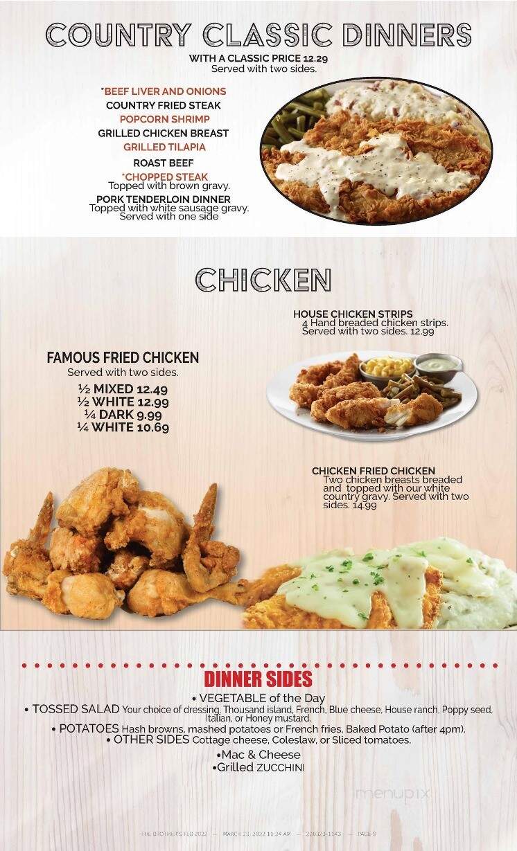 Brothers Family Restaurant - Rapids City, IL menu_pic