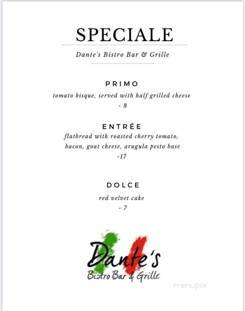 Dante's Spaghetti House & Bar - Barrington, NH menu_pic