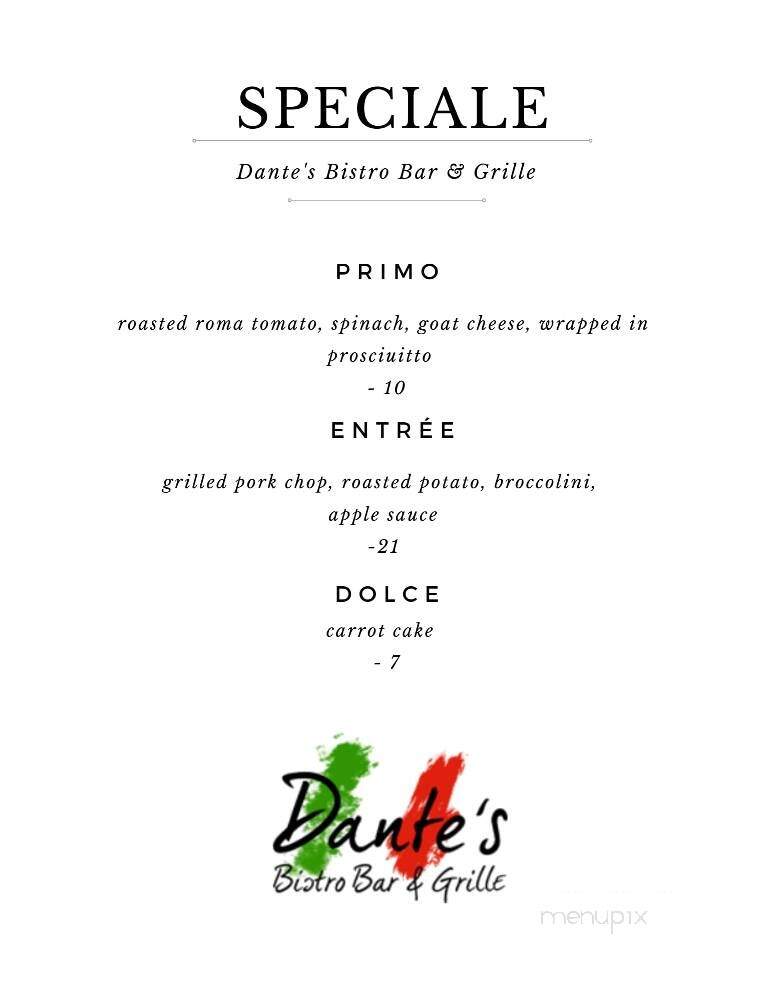 Dante's Spaghetti House & Bar - Barrington, NH menu_pic