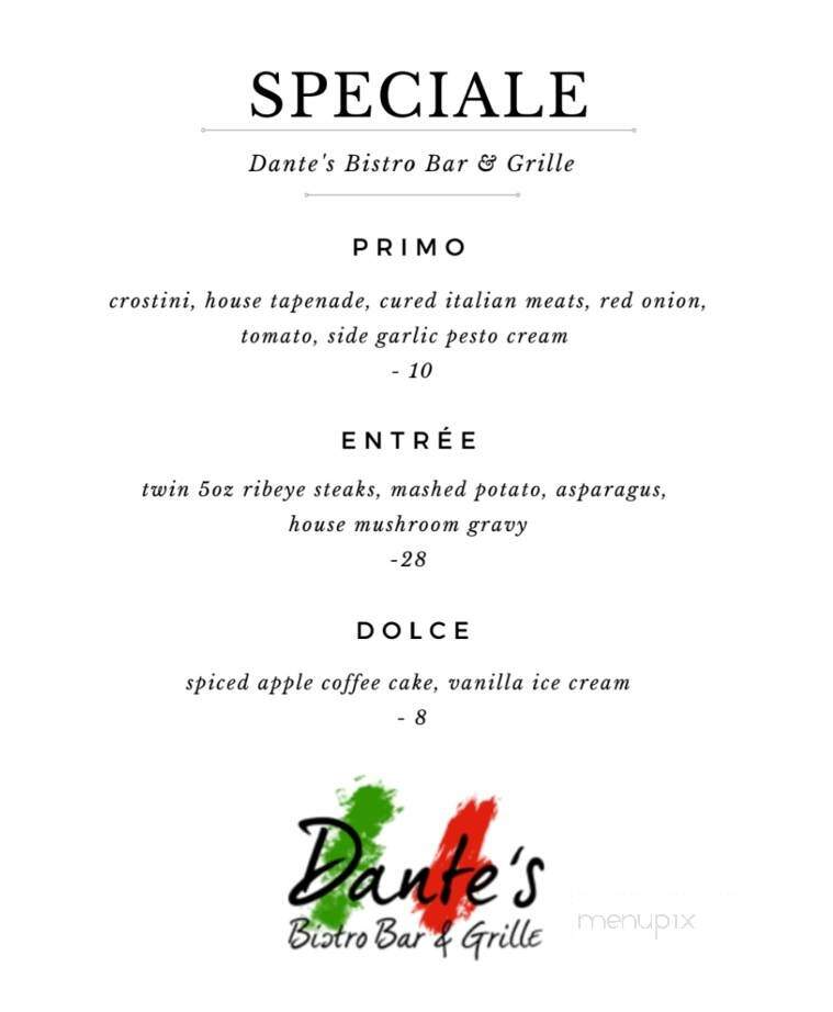 Dante's Spaghetti House & Bar - Barrington, NH menu_pic