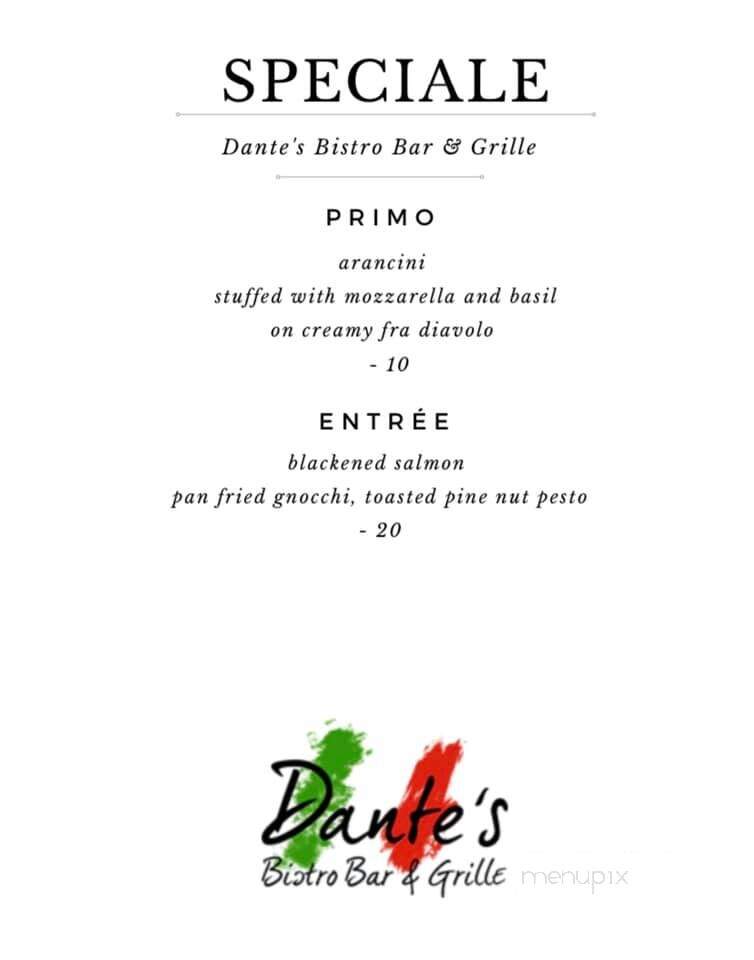 Dante's Spaghetti House & Bar - Barrington, NH menu_pic