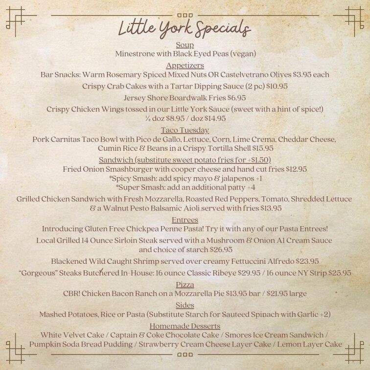 The Little York - Milford, NJ menu_pic