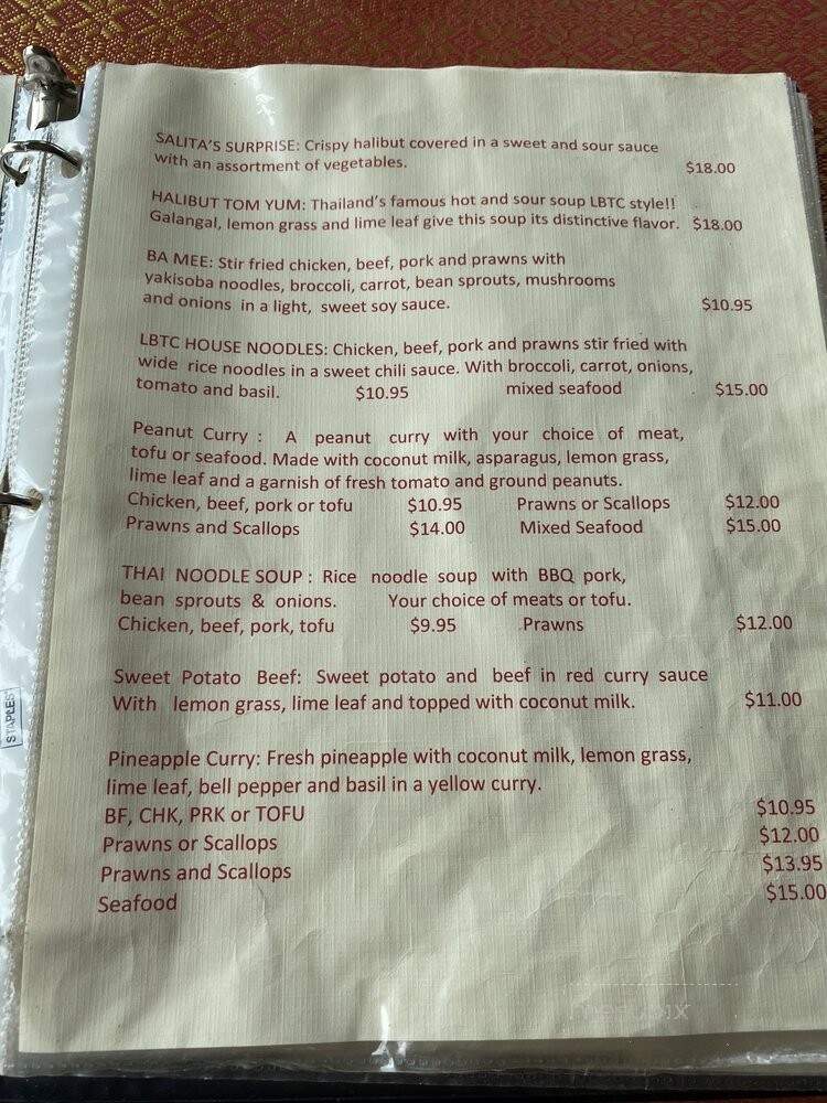 Long Beach Thai Cuisine - Long Beach, WA menu_pic