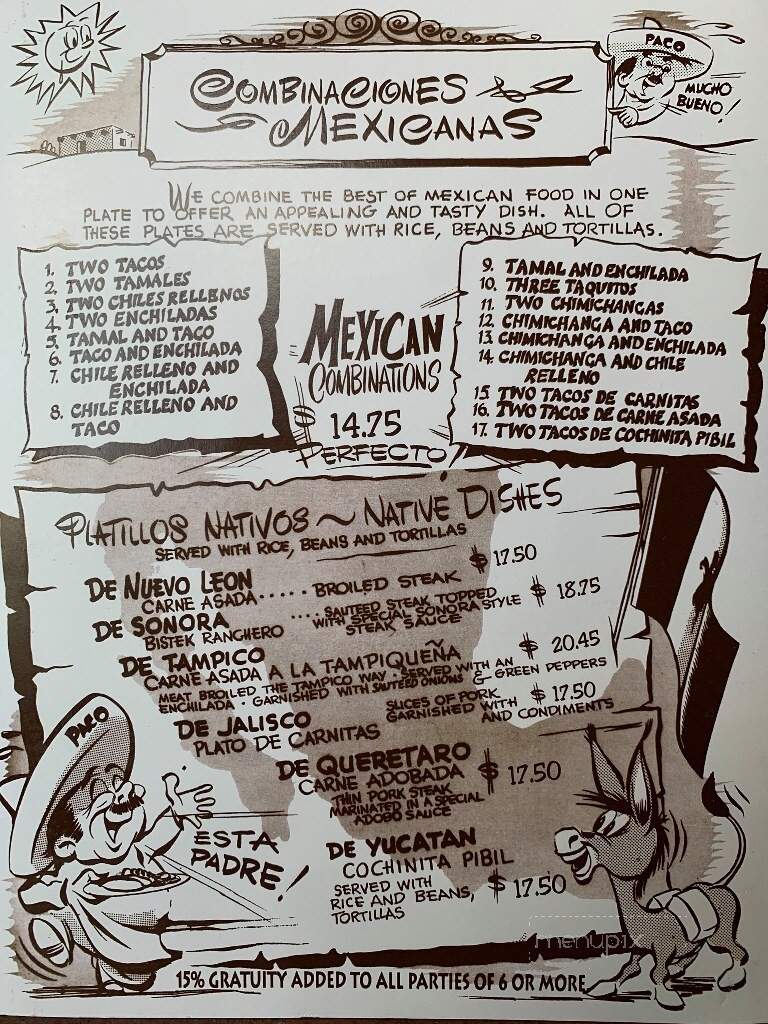 Paco's Tacos - Culver City, CA menu_pic