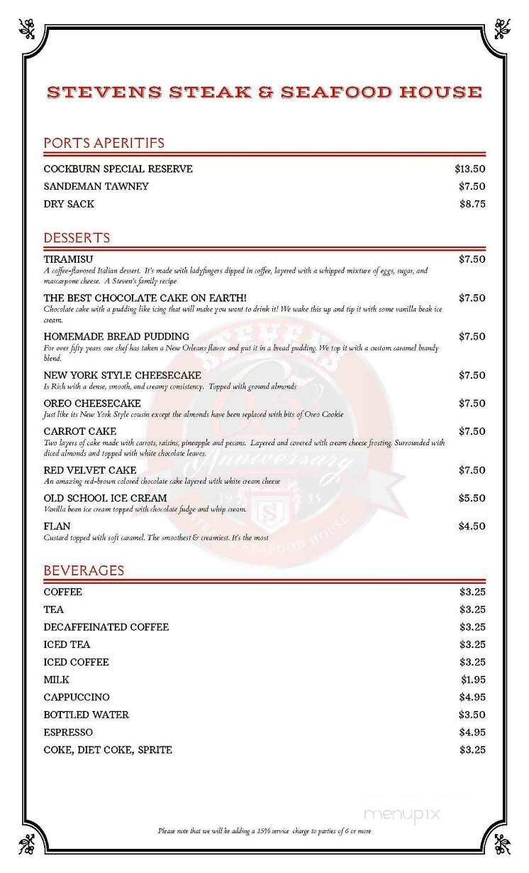 Stevens Steak & Seafood House - Commerce, CA menu_pic