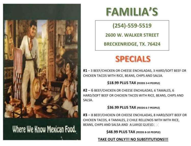 Mi Familia - Breckenridge, TX menu_pic