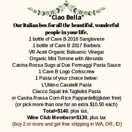 Cave B Estate Winery - Quincy, WA menu_pic