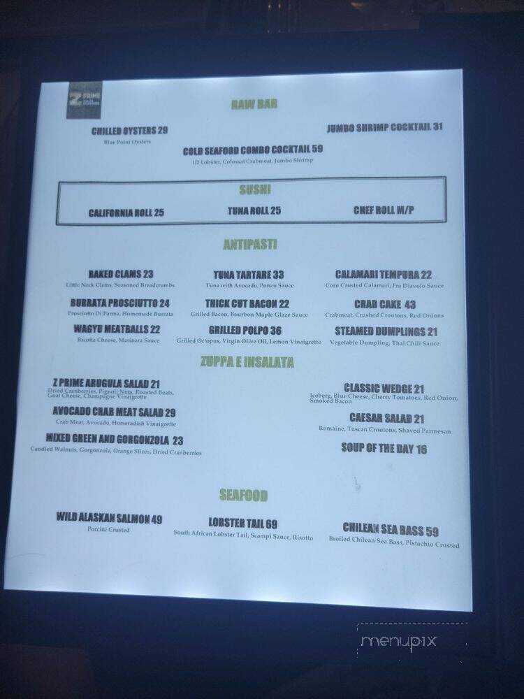 Z Prime Italian Steakhouse - White Plains, NY menu_pic