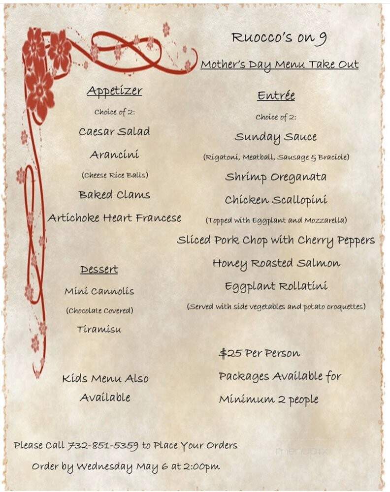Ruocco's on 9 - Manalapan, NJ menu_pic