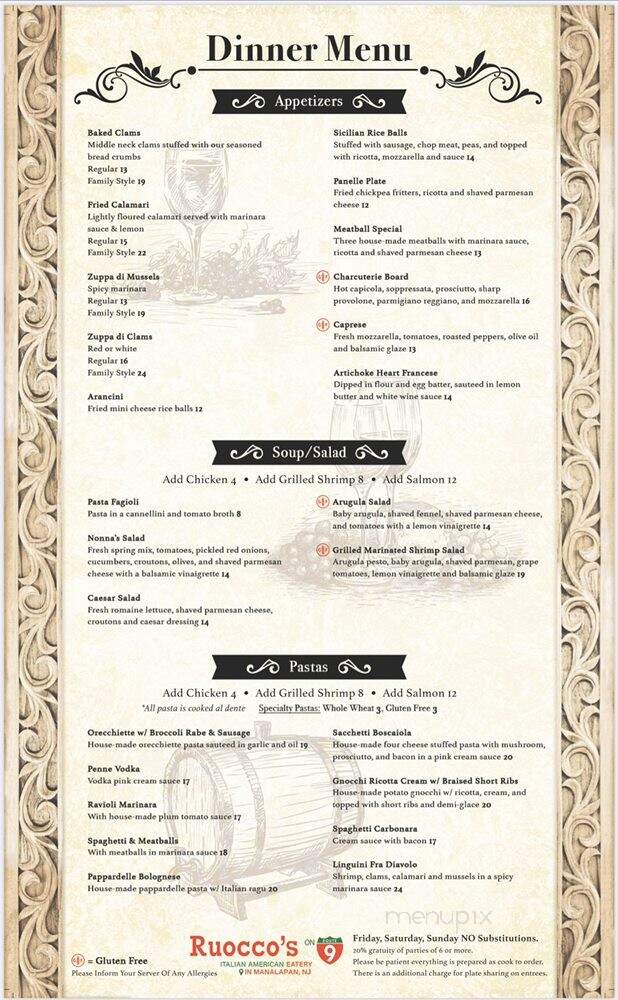 Ruocco's on 9 - Manalapan, NJ menu_pic