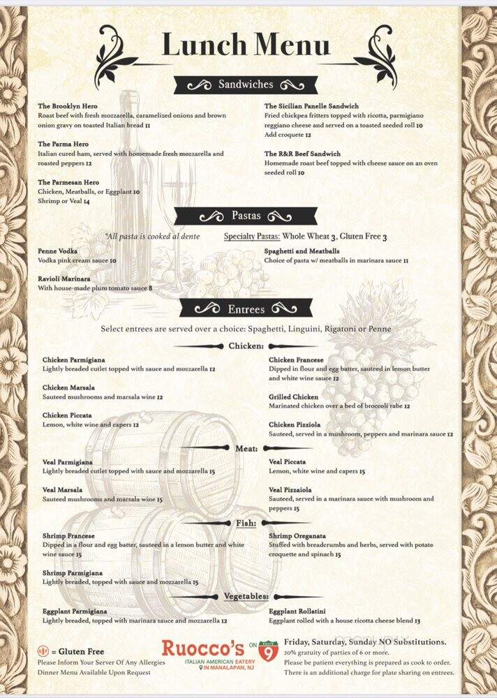 Ruocco's on 9 - Manalapan, NJ menu_pic