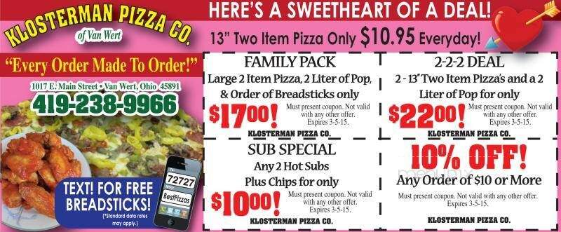 Klosterman Pizza Co - Van Wert, OH menu_pic
