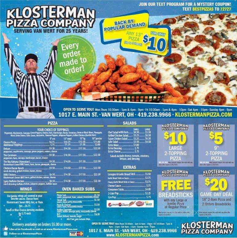Klosterman Pizza Co - Van Wert, OH