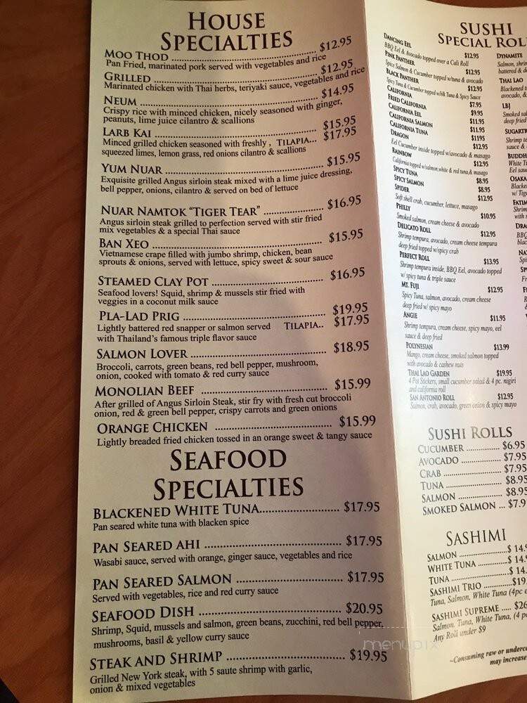 Thai Lao Orchid - Bulverde, TX menu_pic
