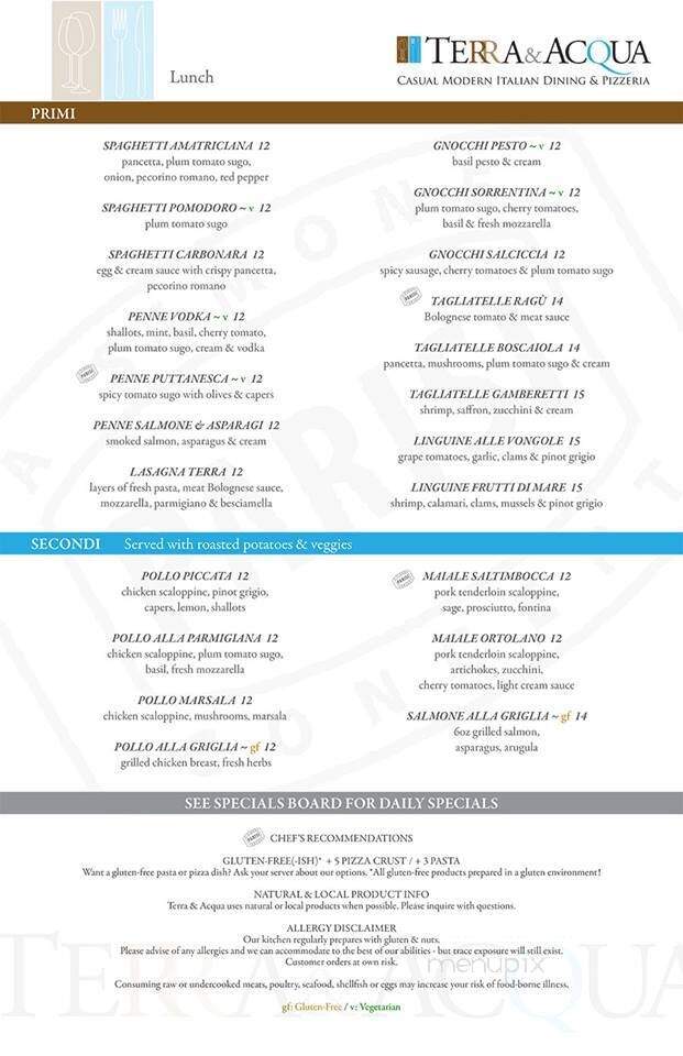 Terra and Acqua - St Augustine, FL menu_pic