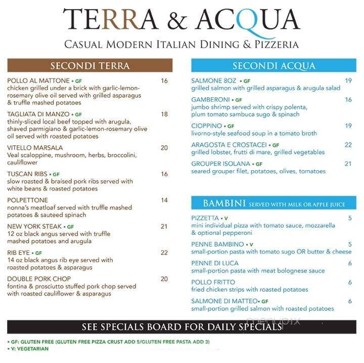 Terra and Acqua - St Augustine, FL menu_pic