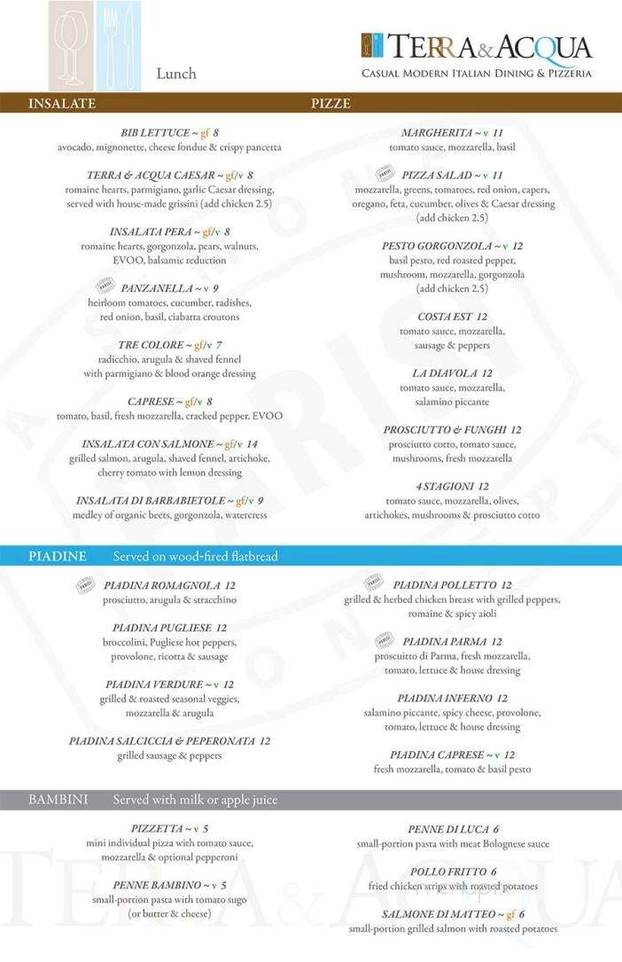 Terra and Acqua - St Augustine, FL menu_pic