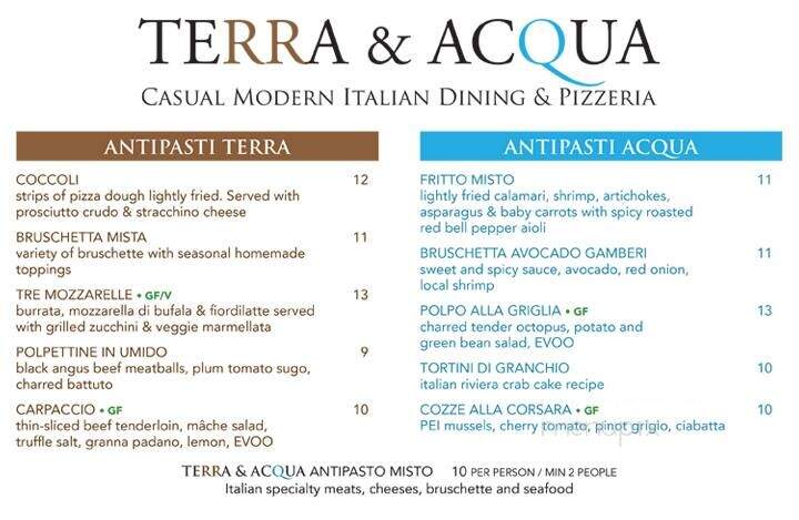 Terra and Acqua - St Augustine, FL menu_pic
