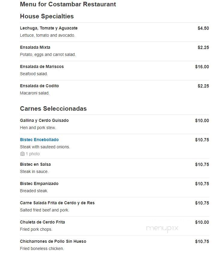 Costambar - Paterson, NJ menu_pic