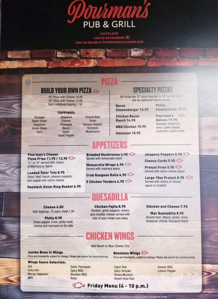 Pourman's Pub & Grill - Sullivan, WI menu_pic