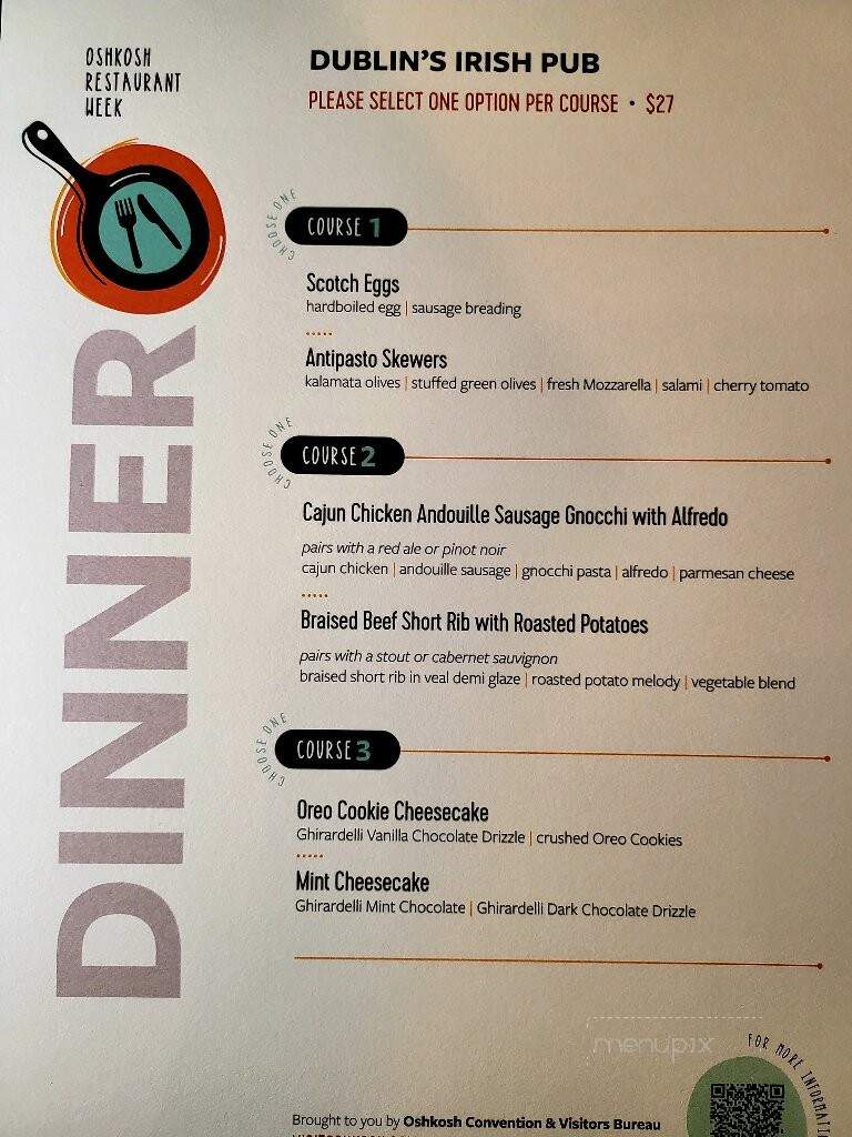 Dublin's Irish Pub - Oshkosh, WI menu_pic