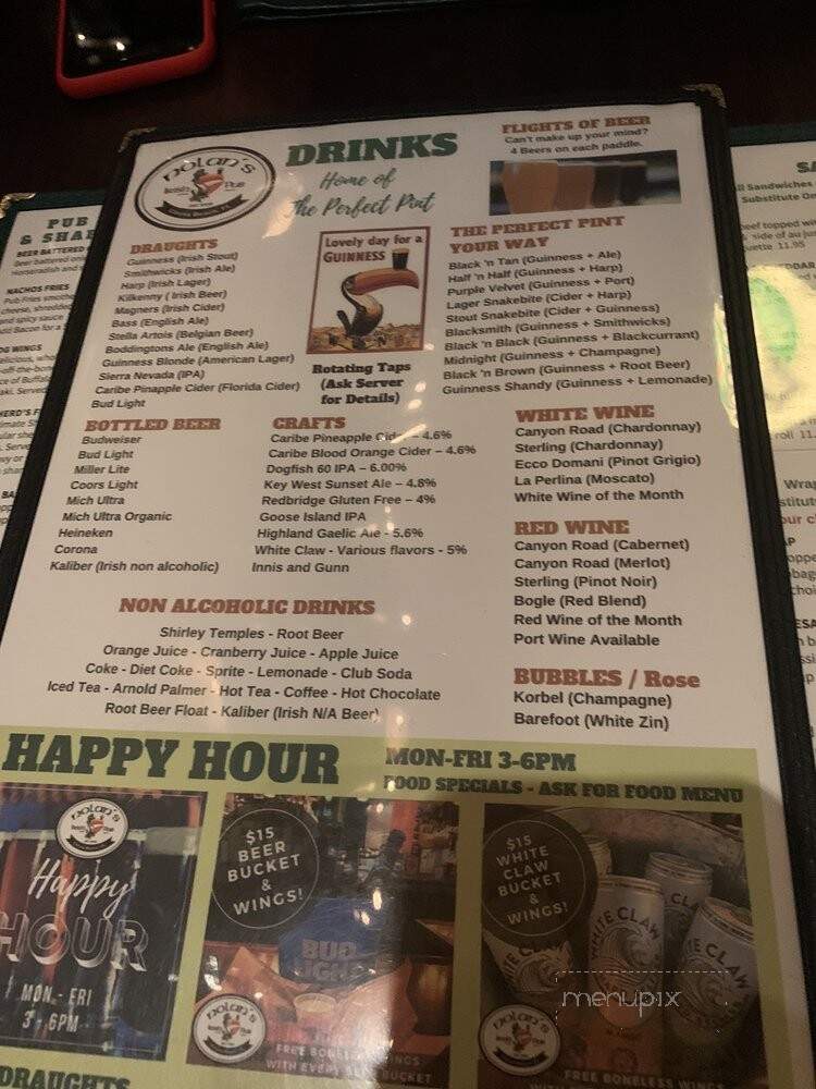 Nolan's Irish Pub - Cocoa Beach, FL menu_pic
