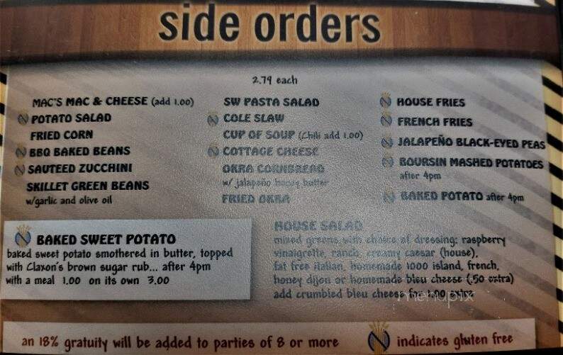 Claxon's Smokehouse & Grill - Altoona, IA menu_pic