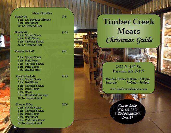 Timber Creek Meats - Parsons, KS menu_pic