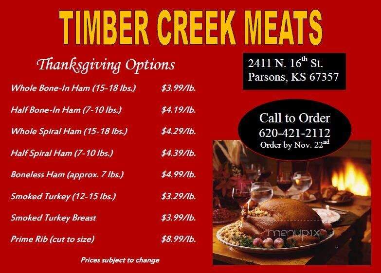 Timber Creek Meats - Parsons, KS menu_pic