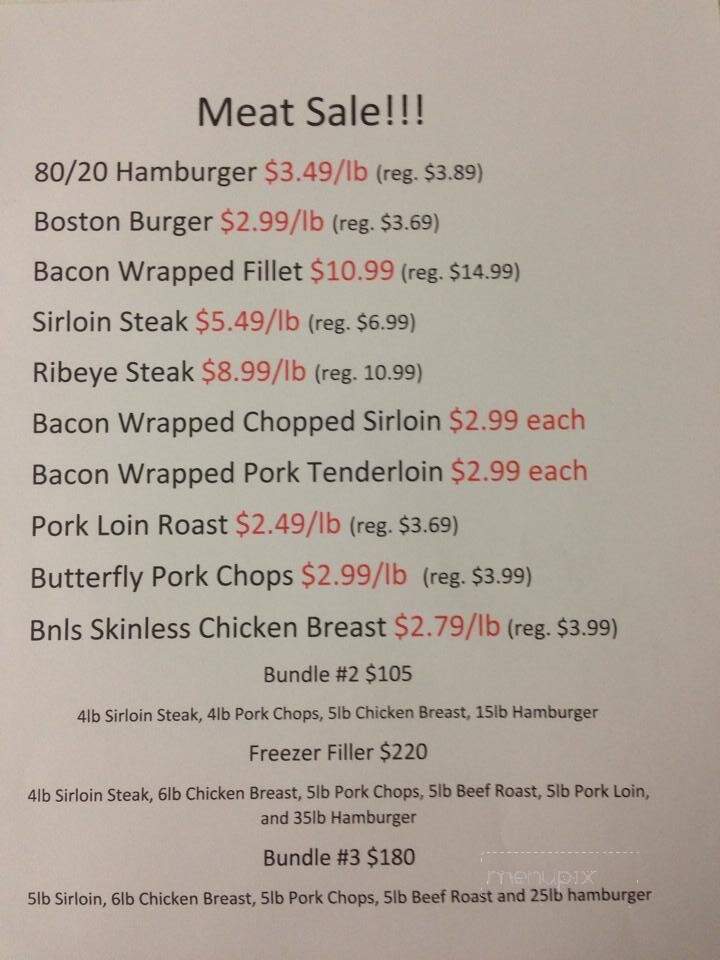 Timber Creek Meats - Parsons, KS menu_pic